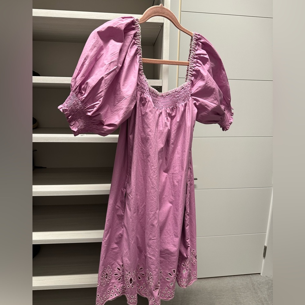 Rhode Evie eyelet mini dress in lavender